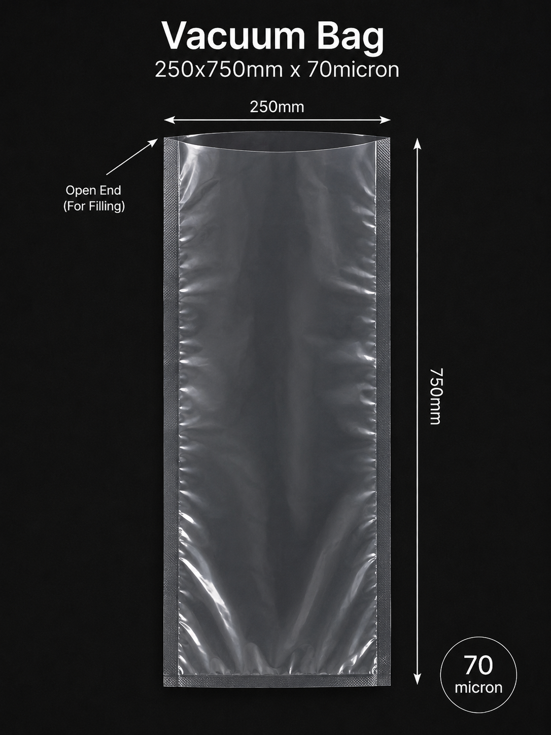 Vacuum Bags (250x750mm) 70micron