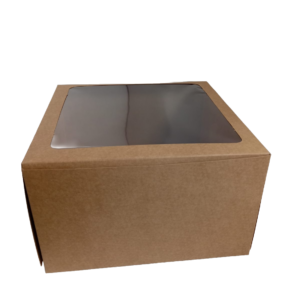 Bento Cake Box Kraft Window - 10x10x6 [Insert Sold Separately]